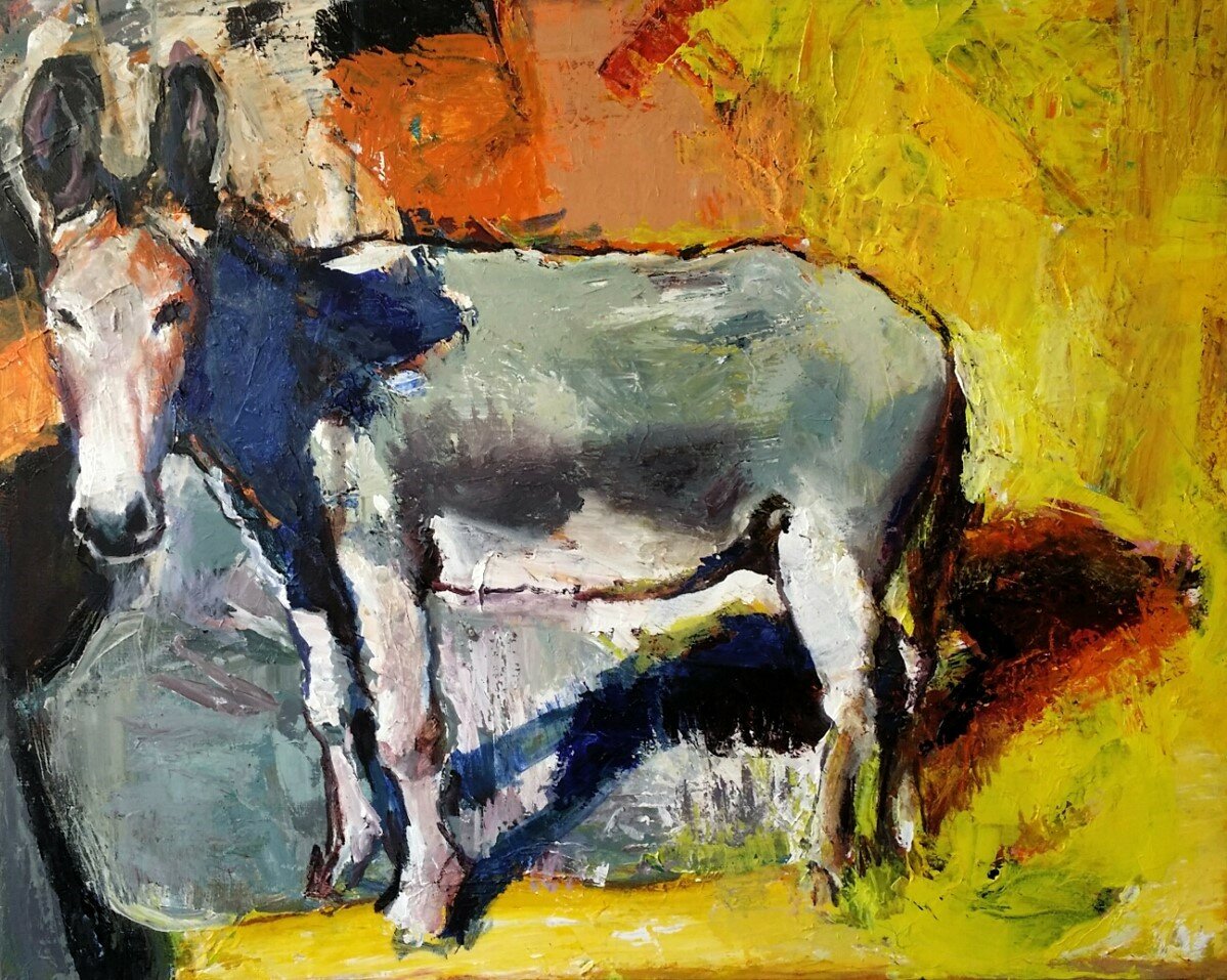 Ezel, schilderij 100 x 150 cm, verkocht